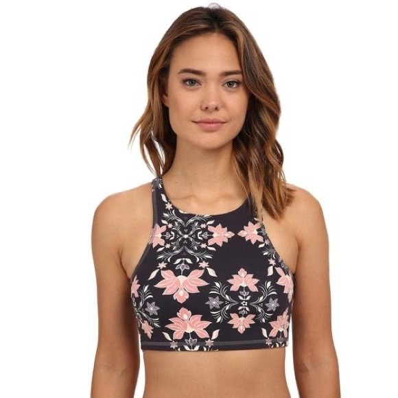 O'Neill Other - O'Neill 365 Clara Sports Bra Black Pink Floral High Neck Strappy Back Small